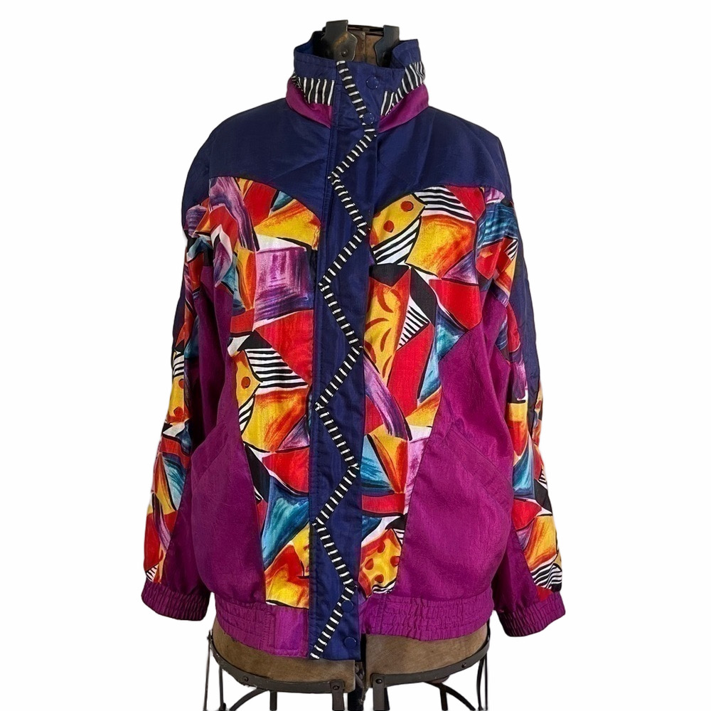 vintage Y2K Unique Pattern Windbreaker Jacket by LAVON